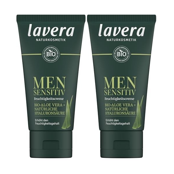 lavera Men sensitiv Crème Hydratante - augmente le niveau d’hydratation - indiquée pour les peaux sensibles - soins pour homm...