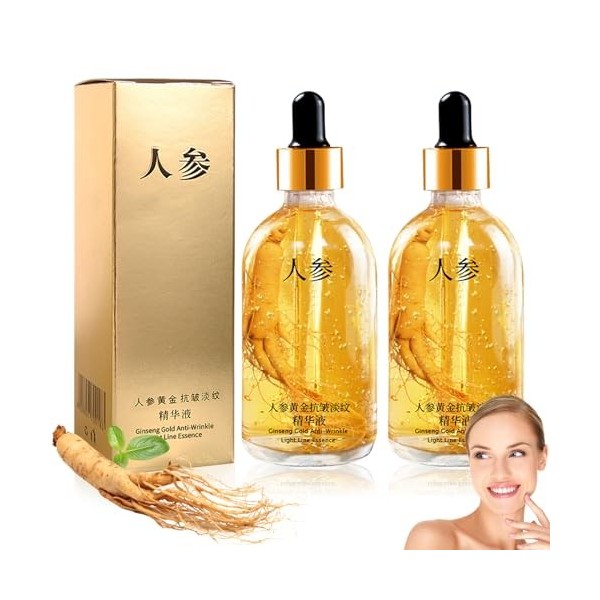 2 Pièces Ginseng Anti-rides Essence Toner, Essence de Ginseng Hydratante, Ginseng Serum, Extrait de Ginseng Eau Essence, Esse