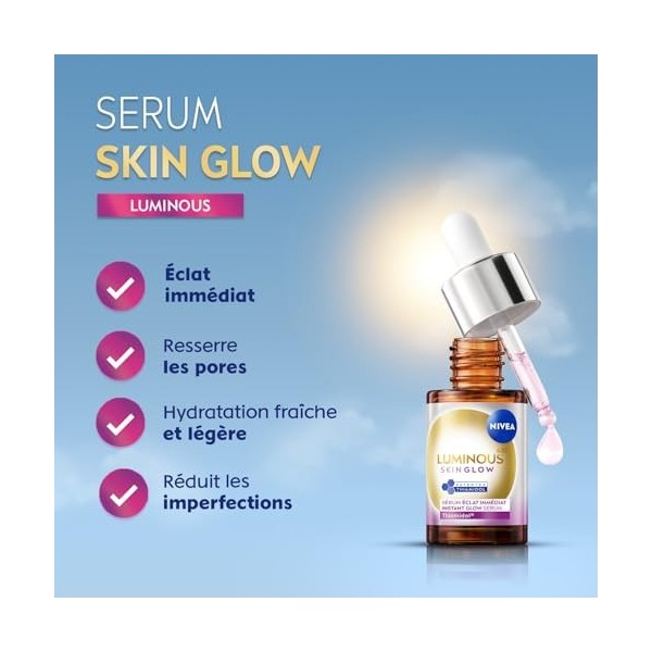 NIVEA Luminous 630 - Serum Skin Glow - Soin Visage Anti-Taches - Hydrate & Affine Les Pores - Thiamidol Breveté, Niacinamide 