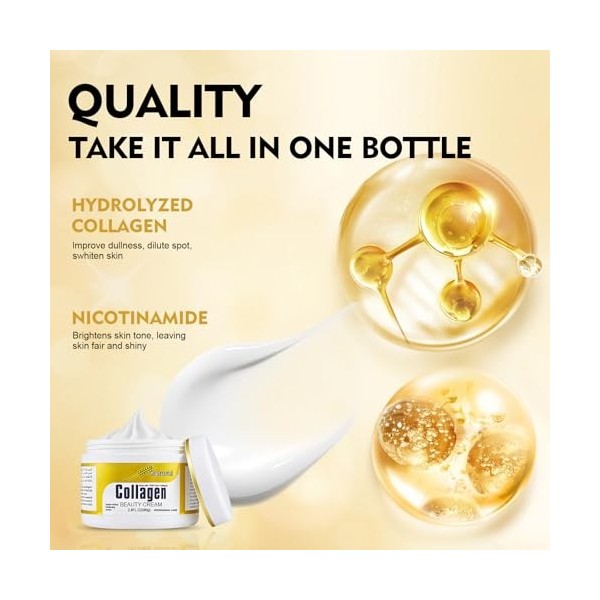 EHIOG 80g Crème au Collagène Naturel, Crème Visage Hydratante, Soin Anti-Rides, Raffermit la Peau, Améliore l’Élasticité, Réd