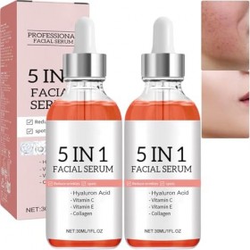 Sérum aux vitamines pour la peau Finones, sérum pour le visage à la vitamine C 5-en-1 avec acide hyaluronique, hydratation an...