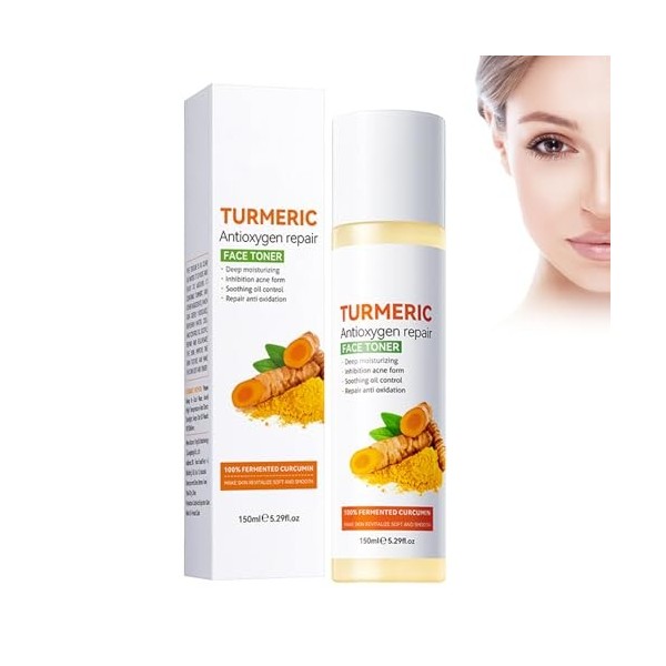 Eazerom 09 Toner Turmeric,150ml Tonique Exfoliant pour le Visage Turmeric Dark Spot Corrector Serum,Tonique éclaircissant au