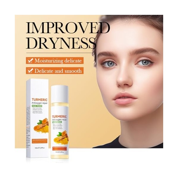 Eazerom 09 Toner Turmeric,150ml Tonique Exfoliant pour le Visage Turmeric Dark Spot Corrector Serum,Tonique éclaircissant au