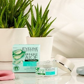 Gel facial hydratant et matifiant Eveline Cosmetics Organic Aloe + Collages, 50 ml