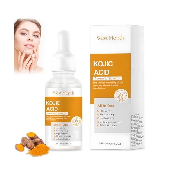 Sérum Correcteur Taches Curcuma, Turmeric Corrector Serum, Sérum Anti-Oxydant au Curcuma,Réparateur au Curcuma Naturel,Sérum 