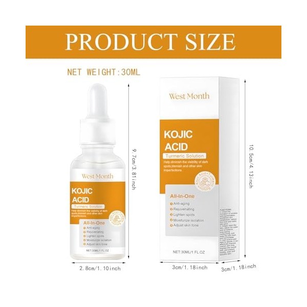 Sérum Correcteur Taches Curcuma, Turmeric Corrector Serum, Sérum Anti-Oxydant au Curcuma,Réparateur au Curcuma Naturel,Sérum 