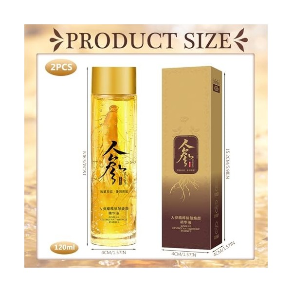 Ginseng Lot de 2 sérums anti-rides au ginseng Polypeptide Essence anti-âge, peptide anti-rides, sérum de ginseng, 120 ml, soi