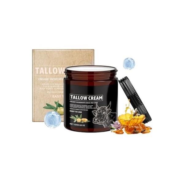 Tallow Moisturizer, Soins de la Peau au Suif de Bœuf, Crème Hydratante au Suif de Bœuf, Hydratant au Suif de Bœuf Au Miel, Be