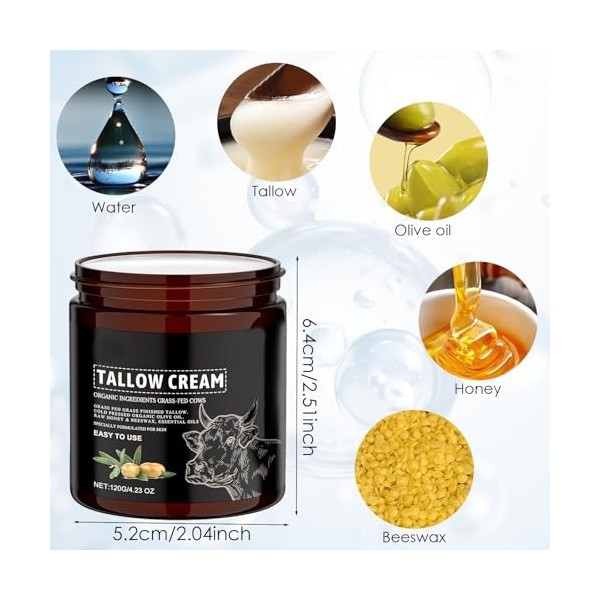 Tallow Moisturizer, Soins de la Peau au Suif de Bœuf, Crème Hydratante au Suif de Bœuf, Hydratant au Suif de Bœuf Au Miel, Be