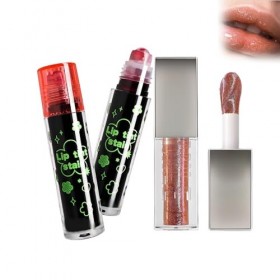 Rouge à lèvres 2pc, rouge à lèvres Rollerball + flash fin, glaçage collant, brillant, nacré miroir, maquillage longue durée, 