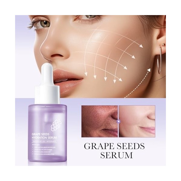 Sérum Hydratant Visage Aux Pépins De Raisin, Sérum Raffermissant Et Rajeunissant Pour La Peau, Cible Lhyperpigmentation, Le