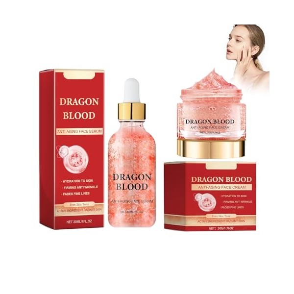 Wonsters Crème au sang de dragon, 30ml de sérum anti-rides au sang de dragon et 50g de crème hydratante au sang de dragon, Cr