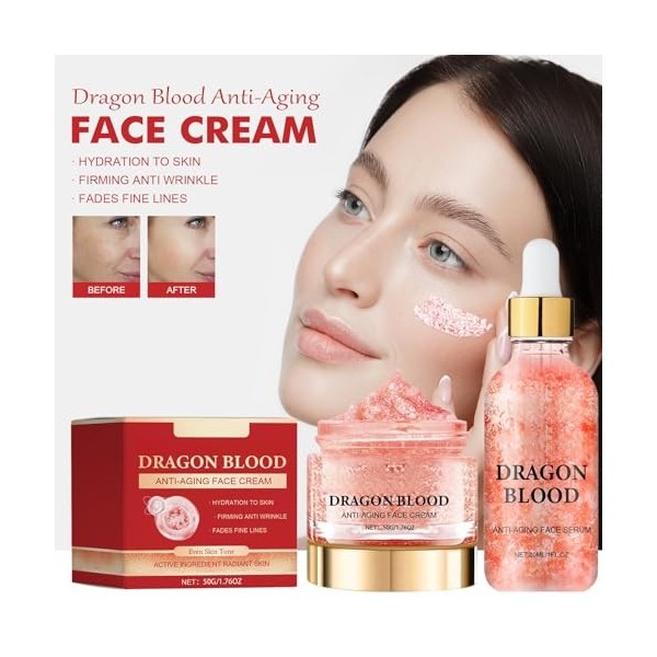Wonsters Crème au sang de dragon, 30ml de sérum anti-rides au sang de dragon et 50g de crème hydratante au sang de dragon, Cr