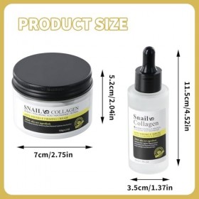 Aurafly Snail Mucin Coffrets de Soins pour Peau, Crème Visage 120 ML + 50 ML Sérum Visage, Snail Mucin Hydratant pour Anti Ri