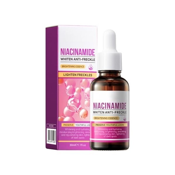 30 ml de sérum hydratant niacinamide pour le visage, sérum démaquillant niacinamide Freckles, nourrissant et hydratant, adouc