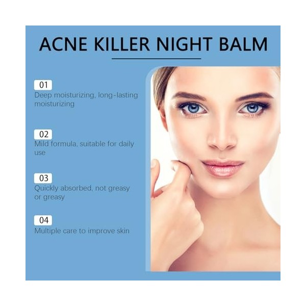 Organics Acne Balm,Redness Relief Balm,Gentle Acne Face Cream, Hydratant contre lacné, Hydratant réparateur pour la peau, Cr