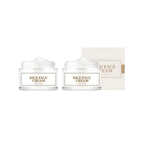 2PC Rice Cream, Skin Therapy Cream, Rice Bran Essence with Ceramide, Radiant Appearance, Enhances Moisturizing Skin Barrier, 
