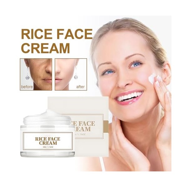 2PC Rice Cream, Skin Therapy Cream, Rice Bran Essence with Ceramide, Radiant Appearance, Enhances Moisturizing Skin Barrier, 