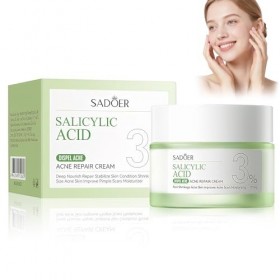 Crème Visage Acide Salicylique - Soin Anti-Imperfections pour Peaux Grasses et Mixtes - Réduit Points Noirs et Pores - Textur