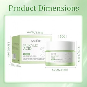 Crème Visage Acide Salicylique - Soin Anti-Imperfections pour Peaux Grasses et Mixtes - Réduit Points Noirs et Pores - Textur