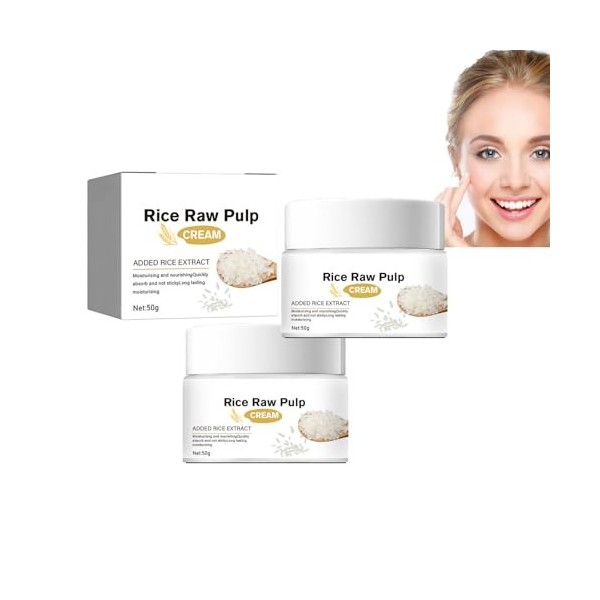Dyceittdia 2pcs Crème pour le visage au riz, Crème réparatrice au riz, Réparer la barrière cutanée, Réduit lapparence des ri