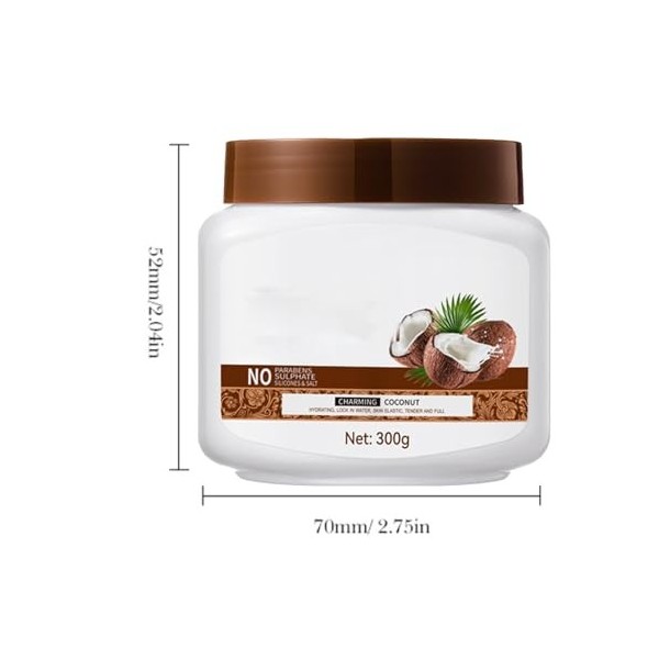 Dyceittdia Crème à la noix de coco, 300g Crème hydratante nourrissante à lhuile de noix de coco, Hydratation et action en pr