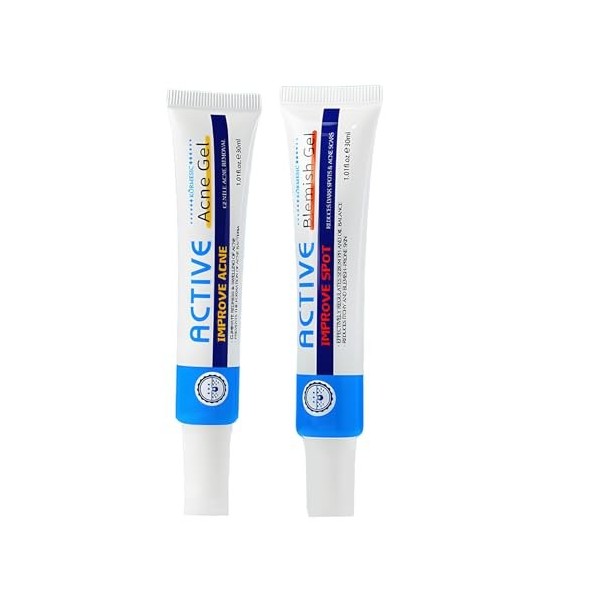 Set Gel Anti-acné+Crème Anti-acné, Skin Therapy Cream, Crème Hydratante Anti-Imperfections pour Peaux à Tendance Acnéique Fra