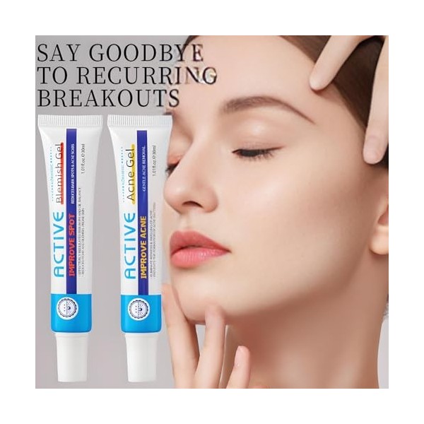 Set Gel Anti-acné+Crème Anti-acné, Skin Therapy Cream, Crème Hydratante Anti-Imperfections pour Peaux à Tendance Acnéique Fra