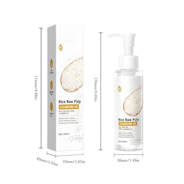 Hppsctink Lait démaquillant au riz, 120ml Lait démaquillant au riz et Serviette de nettoyage, Nettoie la peau du Visage en Pr