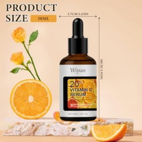 Vitamine C Serum Visage,50ml Sérum Vitamine C,Sérum Éclat Antioxydant avec Acide Hyaluronique,Vitamine E,Anti-Imperfections,C