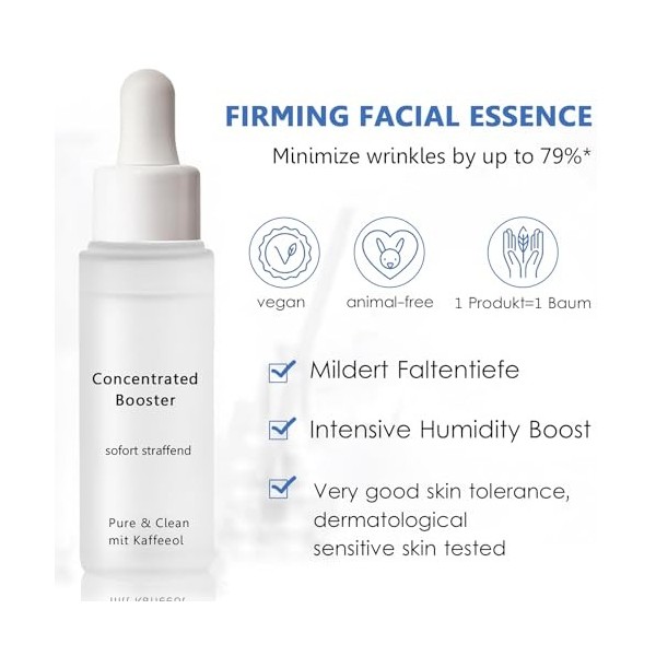 Sérum concentré pour le visage - 30 ml - Raffermissement instantané - Sérum à lacide hyaluronique - pour les yeux et les soi