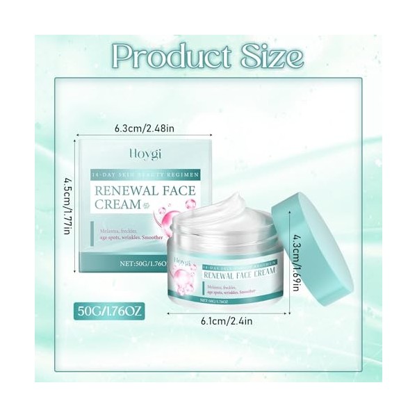 Crème Visage Régénérante, Crème Visage Régénérante Anti-Rides, Crème Visage Éclaircissante pour tous Types de Peau, Hydrate e