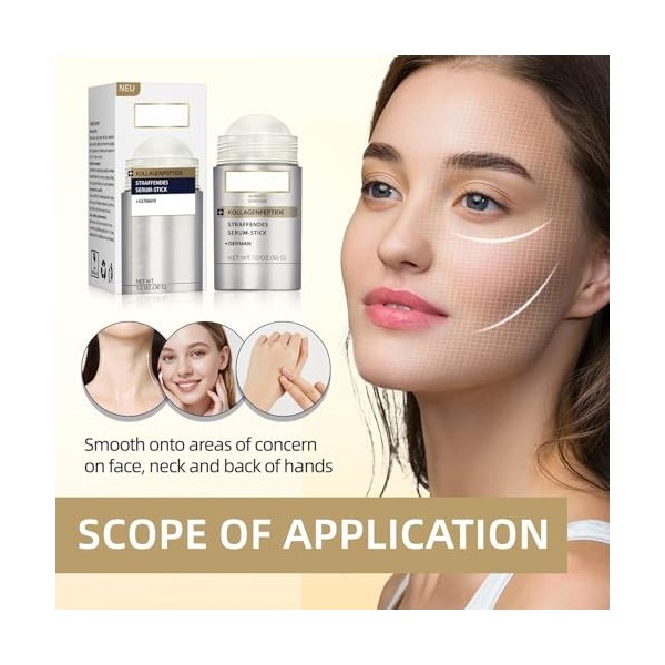 Stick Sérum Fermeté Aux Collagène Peptide - Sérum Raffermissant à La Rétinol Avancé, Stick Anti-âge Pour Visage Et Cou, Lisse