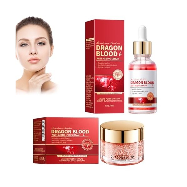 Sérum Et Crème Anti-âge Au Sang De Dragon – Traitement Intensif Pour Réduire Les Rides, Raffermir Et Repulper La Peau, Pour U