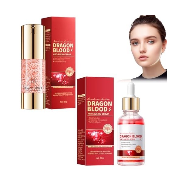 Sérum Et Crème Anti-âge Au Sang De Dragon – Traitement Intensif Pour Réduire Les Rides, Raffermir Et Repulper La Peau, Hydrat