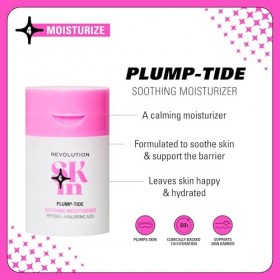 Revolution SKin, Plump-Tide Soothing Moisturiser, Crema Viso Calmante con Peptidi e Acido Ialuronico, Vegana e Cruelty-Free, ...