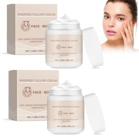 Pemarlis 2 Pièces Beef Tallow Cream, Beef Tallow Crème pour soin de la peau, 100% Grass Fed Tallow Raw Wild Honey, Hydratant 