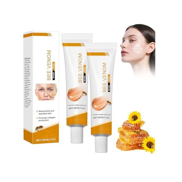 Crème anti-rides au venin dabeille - Crème hydratante anti-âge pour le visage et le cou - Pour une peau plus ferme - Crème c ...