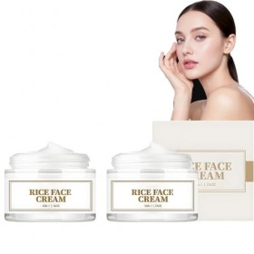 2PC Rice Cream, Skin Therapy Cream, Rice Bran Essence with Ceramide, Radiant Appearance, Enhances Moisturizing Skin Barrier, 