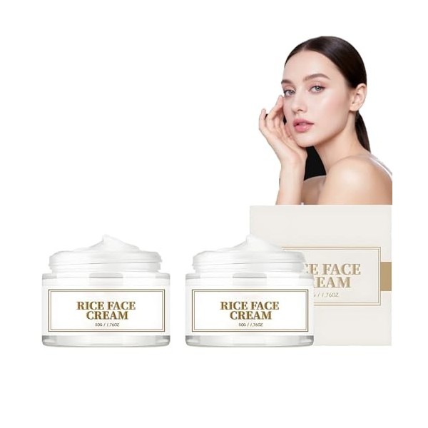 2PC Rice Cream, Skin Therapy Cream, Rice Bran Essence with Ceramide, Radiant Appearance, Enhances Moisturizing Skin Barrier,