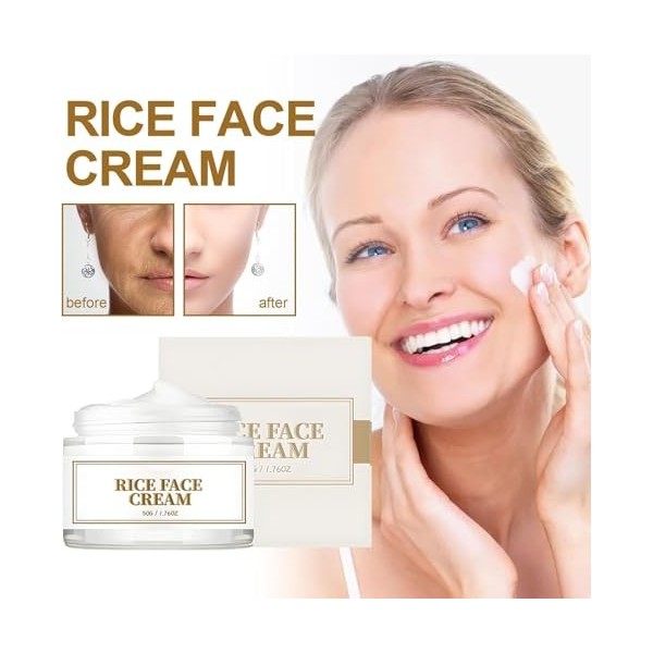 2PC Rice Cream, Skin Therapy Cream, Rice Bran Essence with Ceramide, Radiant Appearance, Enhances Moisturizing Skin Barrier,