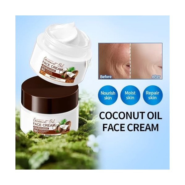 Hinapan Crème Visage de Coco, Soin Hydratant, Nourrissant et Apaisant Intense pour Peau Sèche et Sensible, Action Rajeunissan