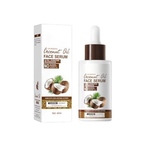 Hinapan Sérum Visage Nutrition Intense à lHuile de Coco Vierge, Soin Hydratant et Raffermissant Anti-Âge, Effet Repulpant, P