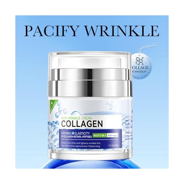 Hinapan Crème Anti-Rides au Collagène, Soin Liftant et Repulpant Intense, Hydratation Profonde, Atténue les Ridules, Fermeté