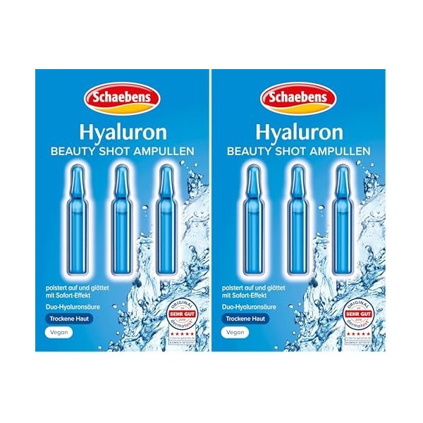 Schaebens Hyaluron Beauty Shot, plus dhumidité et de rembourrage - Ampoules avec duo acide hyaluronique, hypoallergénique et ...