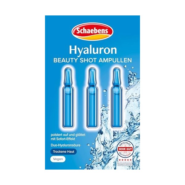 Schaebens Hyaluron Beauty Shot, plus dhumidité et de rembourrage - Ampoules avec duo acide hyaluronique, hypoallergénique et ...