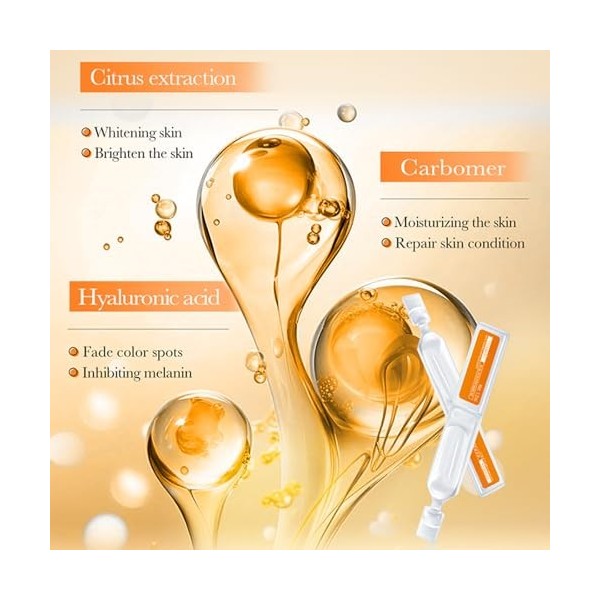 Sérum éclaircissant pour le visage à la vitamine C - 2 paquets de 30 ampoules jetables pour un teint éclatant et une réductio