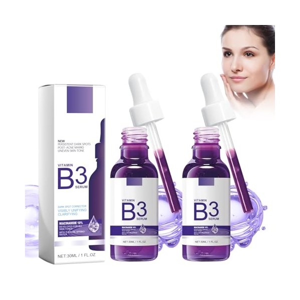 2 Pièces B3 Sérum de Boxiatil |Essence B3 Facial à la Niacinamide | Raffermissant et Sérum Anti-âge | Pour Réduire les Pores 