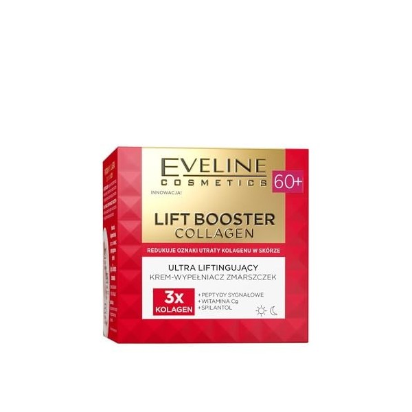 Eveline Cosmetics Crème Riche Anti-Rides et Raffermissante 50+ Lift Booster Collag Crème Jour et Nuit