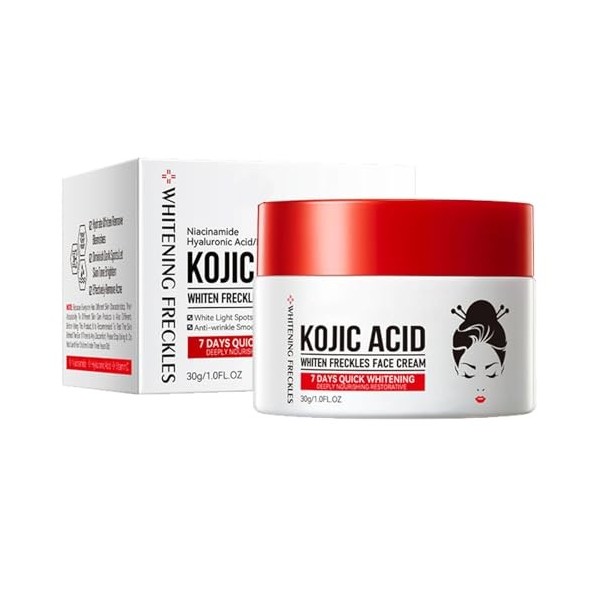 Kojic Acid Cream, crème à lacide kojique pour corriger les taches sombres, crème éclaircissante à lacide kojique, crème pou